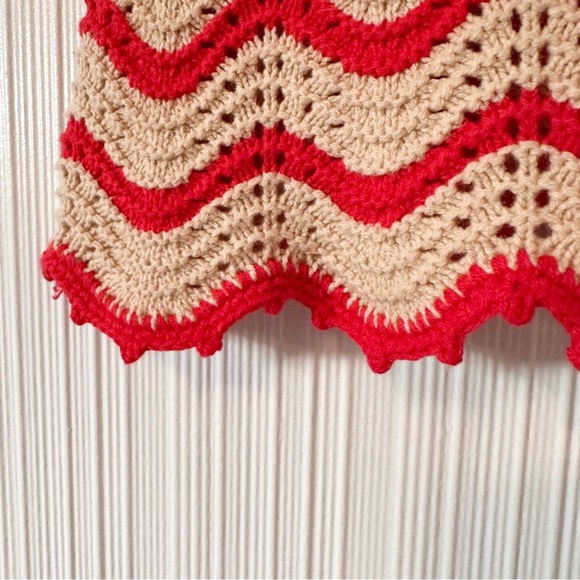 NWT! Rails Coen Top/Cherry and Oat Striped/Cotton/Crochet/Scalloped/Ruffles - Picture 6 of 8